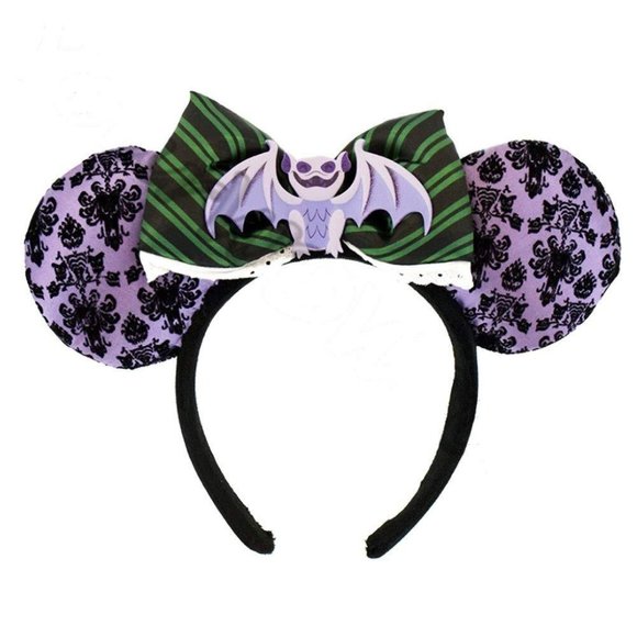 Disney Parks Haunted Mansion Wallpaper Bat Maid Minnie Mouse Ears Headband - Picture 1 of 4